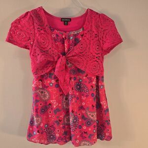 George Lace Shrug Dress Girl's L (10-12) Pink Blue One Piece